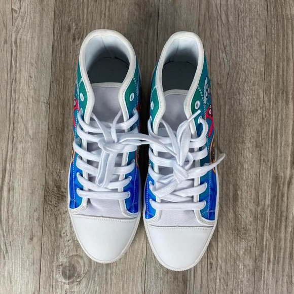 SpongeBob SquarePants Airbrush Look High Top Skater Sneakers - Picture 2 of 8